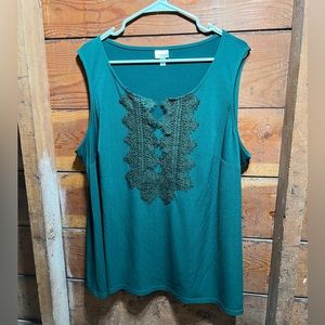 EUC green sleeveless top